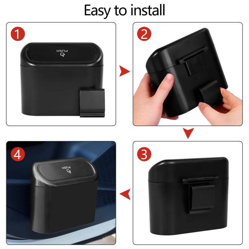 NBTEPEM Car Trash Can with Lid - 2 Pack, Mini Auto Garbage Can with 60 Trash Bags, Leakproof Automotive Garbage Container Bin, Multipurpose Organizers and Storage for Car, Home, Office (Black) - Image 5