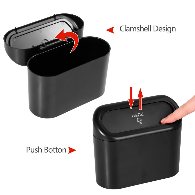 NBTEPEM Car Trash Can with Lid - 2 Pack, Mini Auto Garbage Can with 60 Trash Bags, Leakproof Automotive Garbage Container Bin, Multipurpose Organizers and Storage for Car, Home, Office (Black) - Image 4