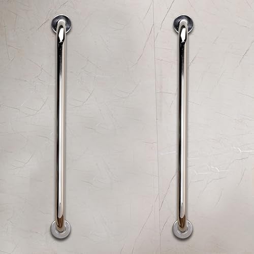 FORTUNE 24 Inch Stainless Steel Wall Mounted Grab Bar, Towel Bar, Bathtub Rails, Safety Hand Support Balance Handle Bars, Bathroom Accessories for Home, Hotel- Chrome Finish (24 Inch, Pack of 2) - Image 1
