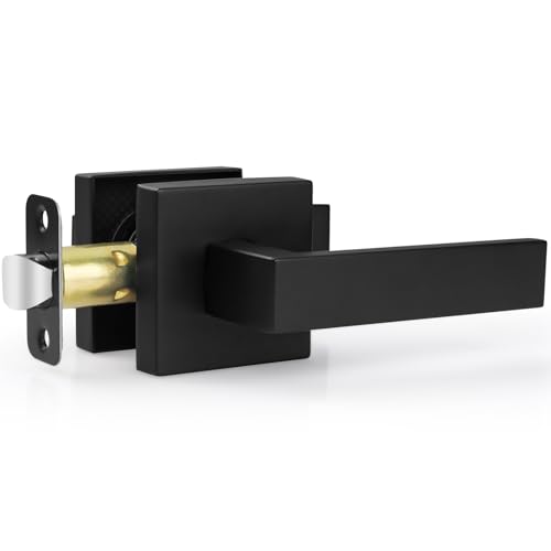 Estmoon 1 Pack Passage Door Handle Matte Black Door Lever, Interior Door Knob Square Heavy Duty Non-Locking Handlesets Hall Closet Handle, Reversible for Right & Left Sided Doors - Image 1