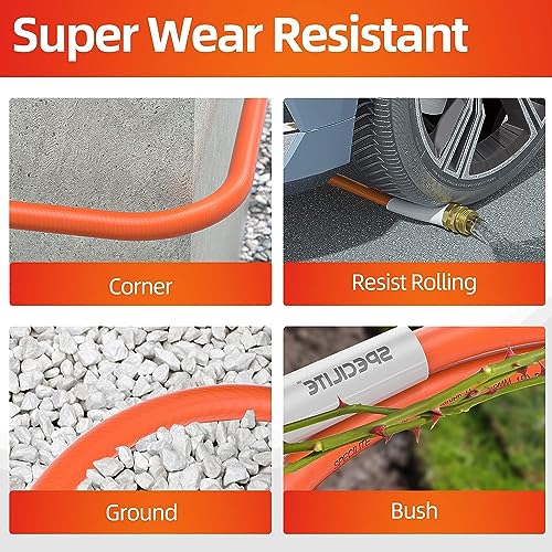 SPECILITE Garden Water Hose 200 ft x 5/8 in Heavy Duty, Flexible and Lightweight, Burst 600 psi, Kink-less Hybrid Rubber Pipe for Backyard, 3/4'' Brass Fittings, Orange - Image 4