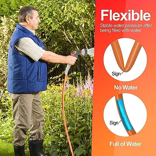 SPECILITE Garden Water Hose 200 ft x 5/8 in Heavy Duty, Flexible and Lightweight, Burst 600 psi, Kink-less Hybrid Rubber Pipe for Backyard, 3/4'' Brass Fittings, Orange - Image 3