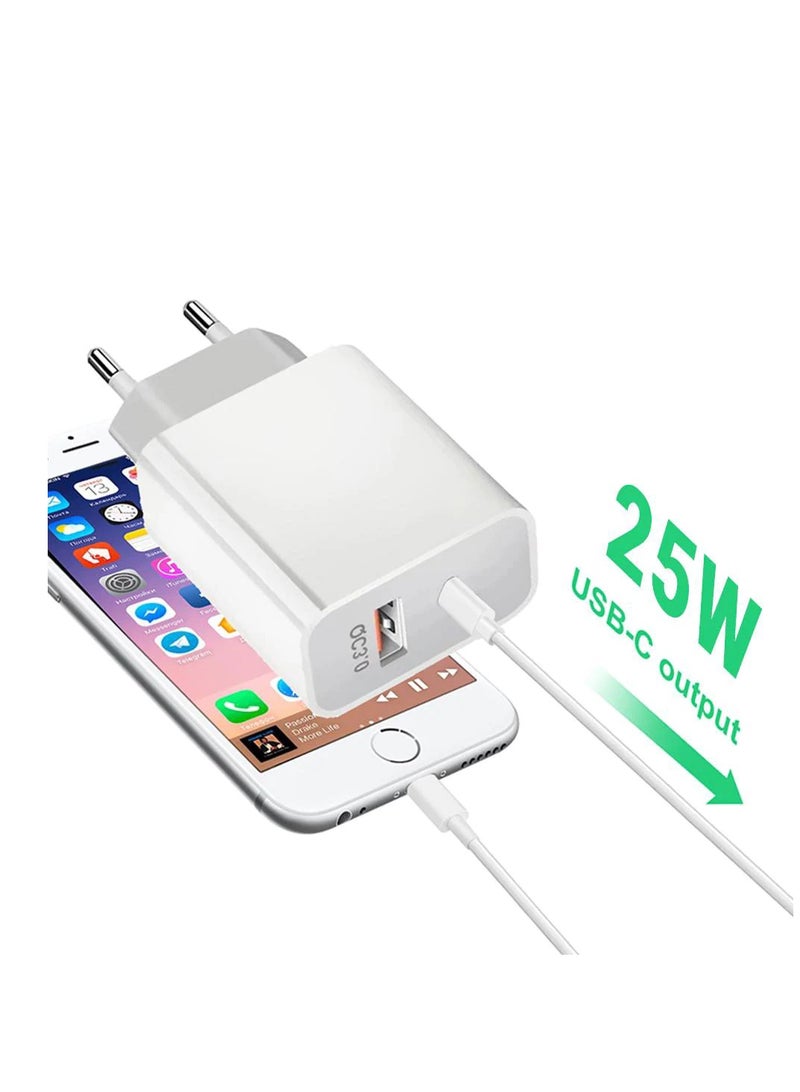 X-SCOOT USB C Charger 25W Quick wall Charge 3.0 usb for Samsung Galaxy S24 Ultra/S23 FE/S24 Plus/S24/S22 S21 S20/Z  /A55S8 S9,iPhone 16 /15 Quick Plug Head Mobile Charging - Image 3