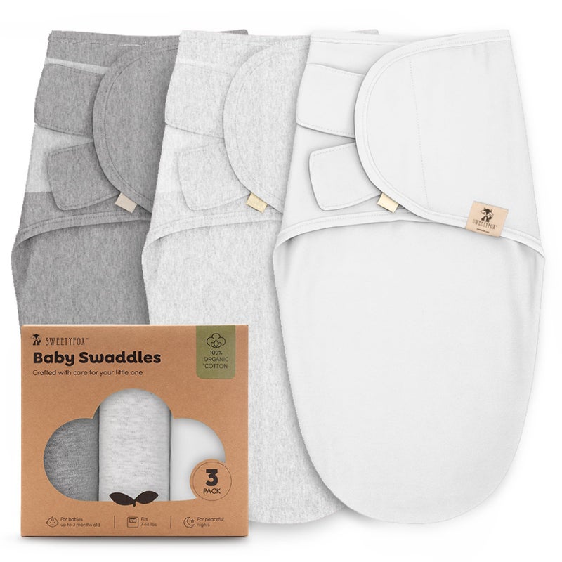 Sweety Fox 3Pack Organic Baby Swaddles Swaddles for Newborns Infant 03 Months Baby Girls Boys Soft Snug Newborn Nursery Swaddling Blankets Mist - Image 3