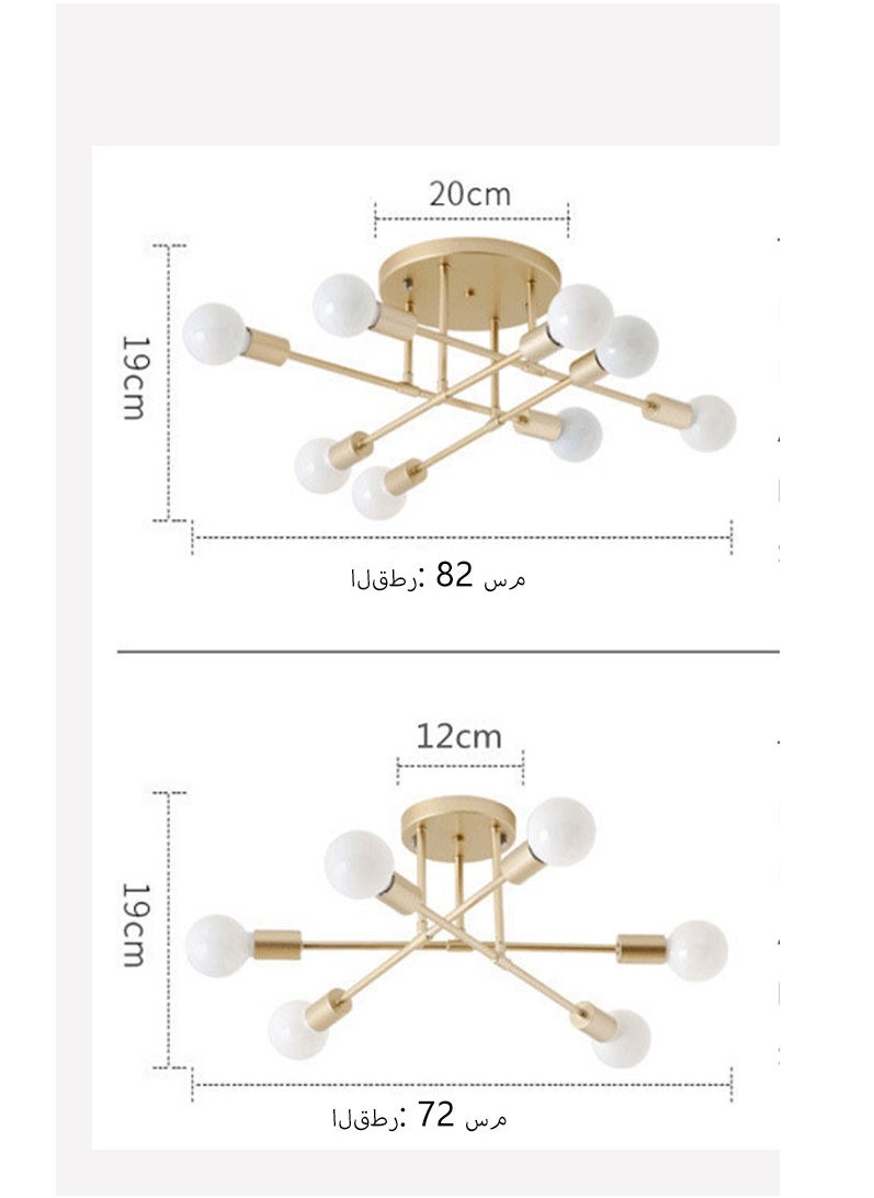 YZMA GLOBAL Chandelier, Modern Ceiling Lighting, 6 Lights E27 Adjustable Industrial Mount Pendant Light Fixture for Kitchen, Living Room , Dining Room, Bedroom Foyer, White Gold, Bulbs Not Included  - Image 2