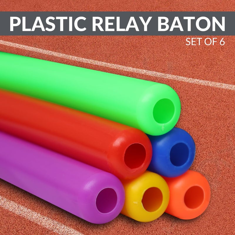 GISCO عصا التتابع البلاستيكية لألعاب القوى، معدات السباق لفريق سباق الجري | مجموعة من 6 | متعددة الألوان (جونيور - مجموعة من 6) - Image 2