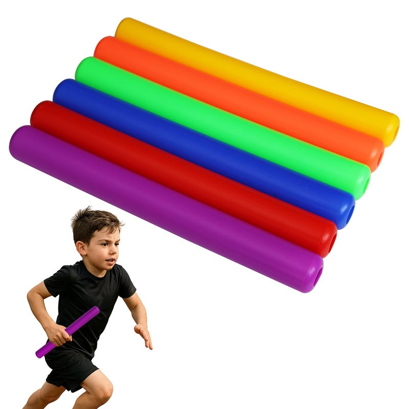 GISCO عصا التتابع البلاستيكية لألعاب القوى، معدات السباق لفريق سباق الجري | مجموعة من 6 | متعددة الألوان (جونيور - مجموعة من 6) - Image 1