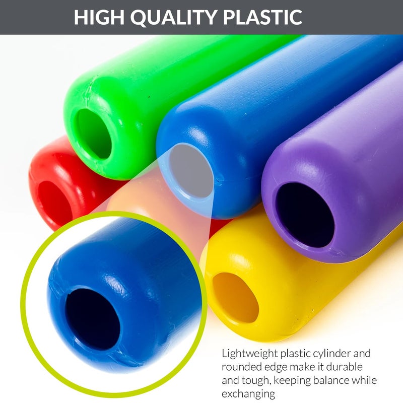 GISCO عصا التتابع البلاستيكية لألعاب القوى، معدات السباق لفريق سباق الجري | مجموعة من 6 | متعددة الألوان (جونيور - مجموعة من 6) - Image 5