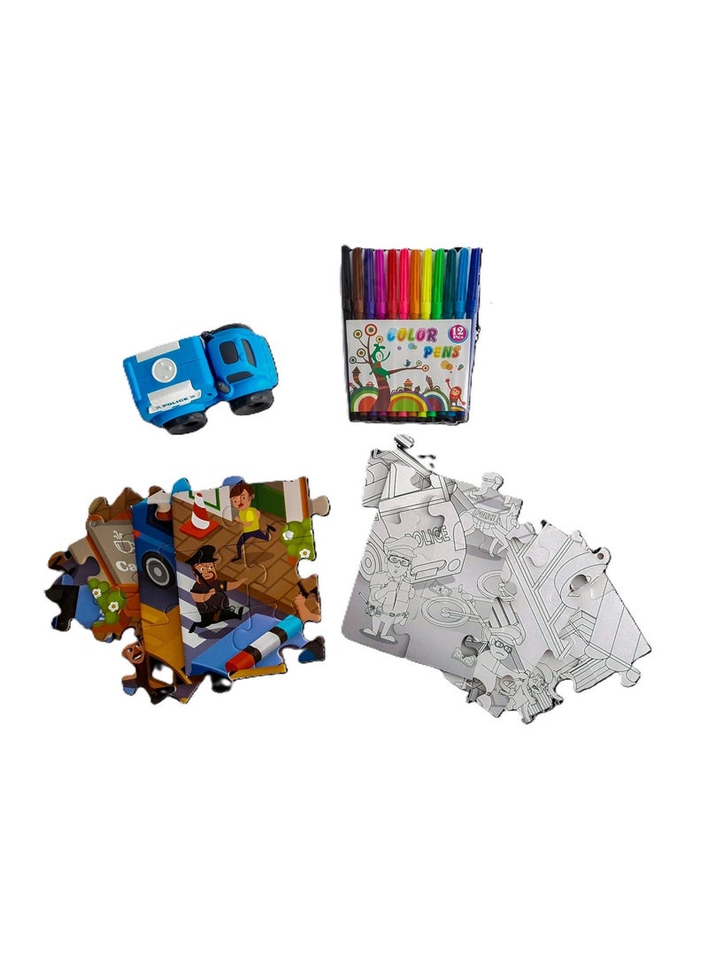 Police coloring and assembly puzzle 48 pcs + Car - Image 3