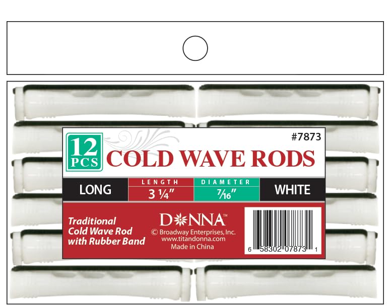 DONNA Cold Wave Rods 325L 716D LONG 12PCS Hair Curlers Hair for Hairdressing Styling Heatless Hair Curler WHITE