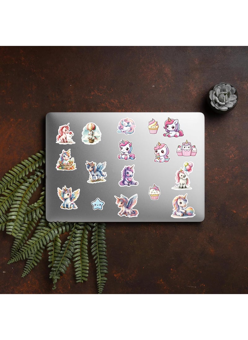 D2c D2C Unicorn Sticker Pack of 73 Glitter Finish Stickers Pastel Unicorns and Rainbows for Kids Teens Scrapbooks Water Bottles Laptops DIY Crafts  - Image 2