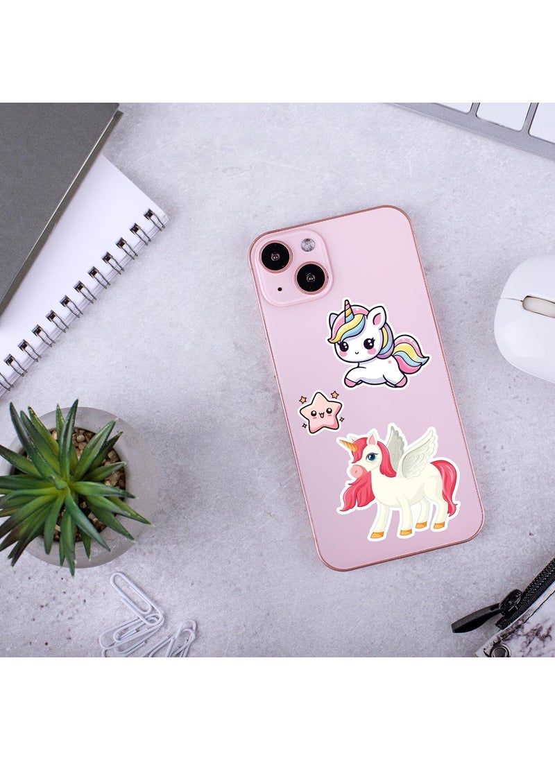 D2c D2C Unicorn Sticker Pack of 73 Glitter Finish Stickers Pastel Unicorns and Rainbows for Kids Teens Scrapbooks Water Bottles Laptops DIY Crafts  - Image 3