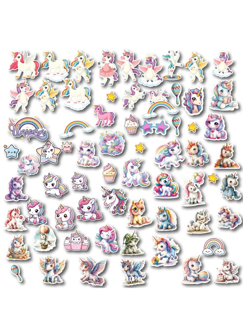 D2c D2C Unicorn Sticker Pack of 73 Glitter Finish Stickers Pastel Unicorns and Rainbows for Kids Teens Scrapbooks Water Bottles Laptops DIY Crafts  - Image 1