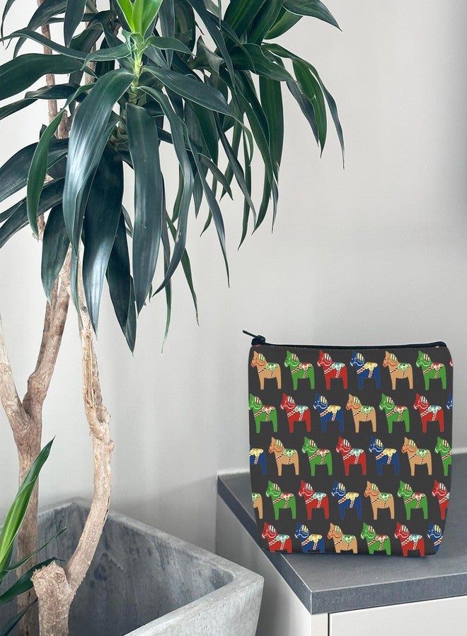 WCGXKO Swedish Dala Horse Makeup Bag Traditional Red Dala Horse Gift Swedish Souvenir Gift (Dale Horse Bag) - Image 3