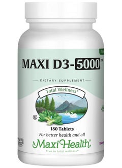 Maxi Health 5000 Iu Dietary Supplement Easy To Swallow Odorless & Tasteless Supports Calcium Absorption Immune Health And Bone Health In Adult Women & Men 180 Tablets By Maxi Health  - Image 1
