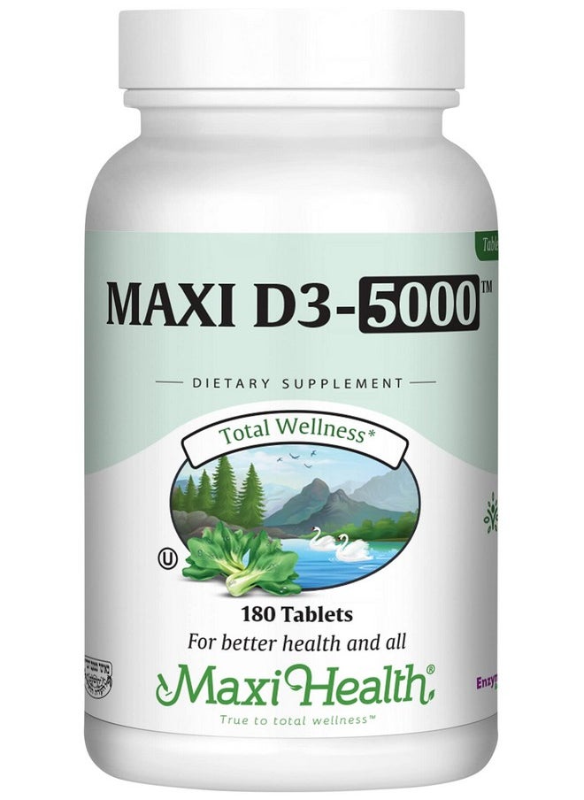 Maxi Health 5000 Iu Dietary Supplement Easy To Swallow Odorless & Tasteless Supports Calcium Absorption Immune Health And Bone Health In Adult Women & Men 180 Tablets By Maxi Health  - Image 1