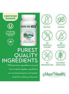 Maxi Health 5000 Iu Dietary Supplement Easy To Swallow Odorless & Tasteless Supports Calcium Absorption Immune Health And Bone Health In Adult Women & Men 180 Tablets By Maxi Health  - Image 4
