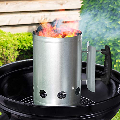 BEAU JARDIN BBQ Charcoal Chimney Starter 11"X7" Heavy Duty for Charcoal Grills Lighter Coal Fire Starter Barbecue Galvanized Steel Quick Rapid Compact Outdoor Cooking BBQ Tools Accessories Silver - Image 4