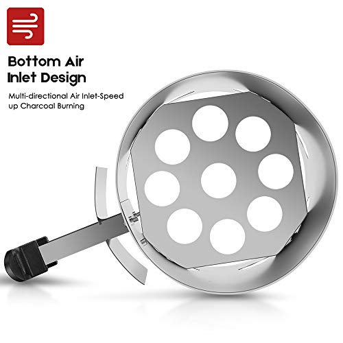 BEAU JARDIN BBQ Charcoal Chimney Starter 11"X7" Heavy Duty for Charcoal Grills Lighter Coal Fire Starter Barbecue Galvanized Steel Quick Rapid Compact Outdoor Cooking BBQ Tools Accessories Silver - Image 5