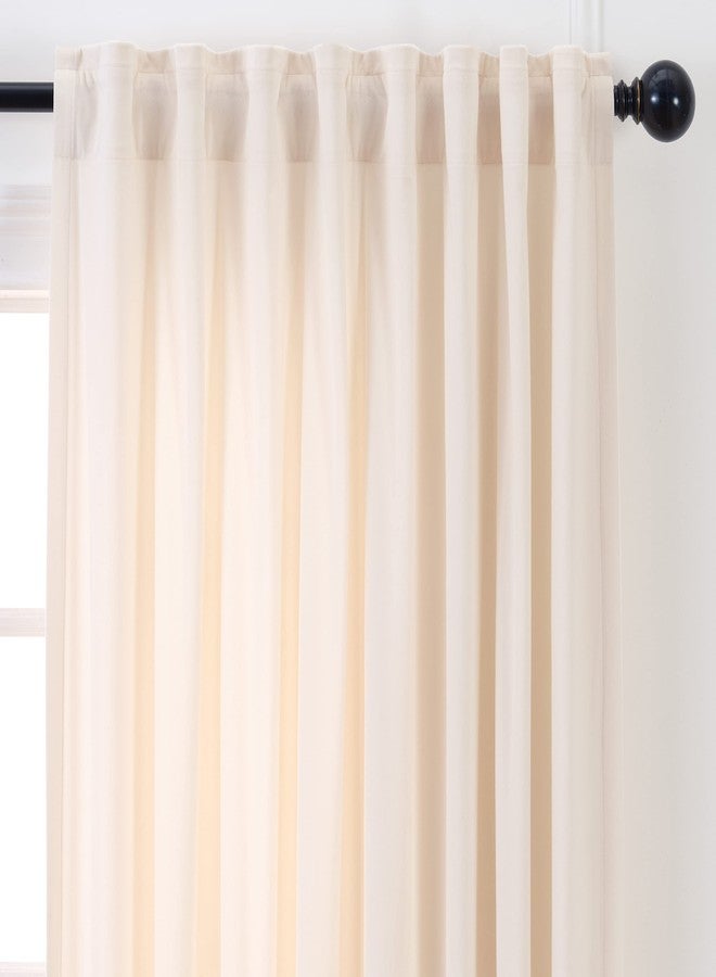 Chanasya Premium Solid Velvet Curtains - Classy and Solid Drapes for Living Room or Bedroom - 52" x 108" - Off White, 2 Panels - Image 2