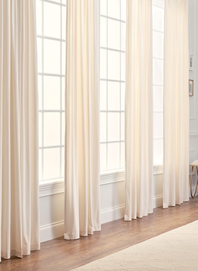 Chanasya Premium Solid Velvet Curtains - Classy and Solid Drapes for Living Room or Bedroom - 52" x 108" - Off White, 2 Panels - Image 1