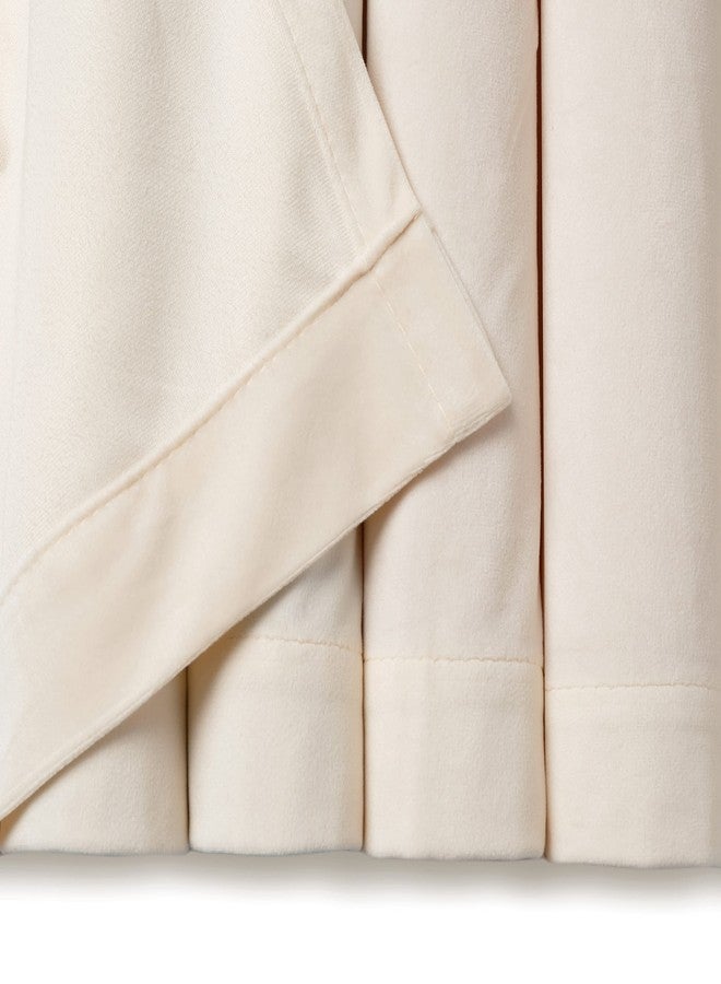 Chanasya Premium Solid Velvet Curtains - Classy and Solid Drapes for Living Room or Bedroom - 52" x 108" - Off White, 2 Panels - Image 3