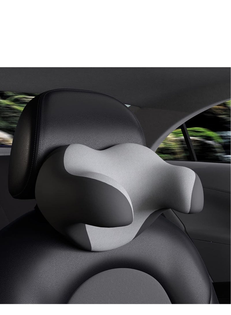 Zikra Car Neck Pillow, Softness Car Headrest Pillow for Driving with Adjustable Strap, 100% Memory Foam and Breathable Removable Cover, Comfortable Ergonomic Design (Black Grey) - Image 1