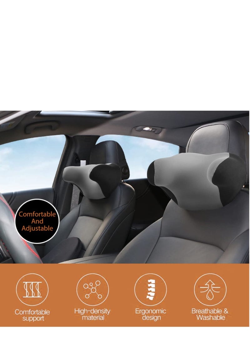 Zikra Car Neck Pillow, Softness Car Headrest Pillow for Driving with Adjustable Strap, 100% Memory Foam and Breathable Removable Cover, Comfortable Ergonomic Design (Black Grey) - Image 5