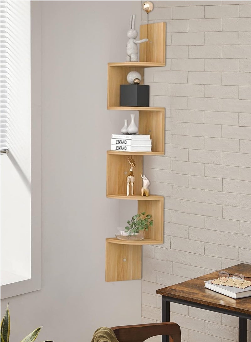 XiuWoo 6-Tier Unique Personalized Wood Wall Mounted Corner Floating Shelves, Boho Shelves, Corner Hanging Shelf Storage Rack, Home Display Rack, Plant Shelf, Home Storage Rack for Home, Office  - Image 1