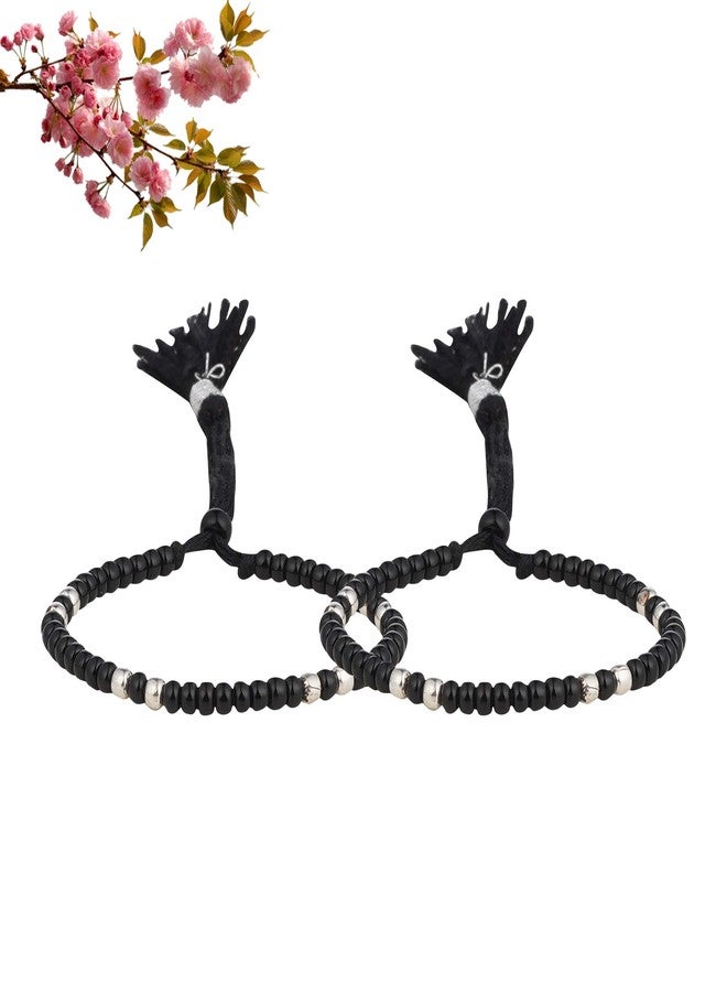 DHRUVS COLLECTION 925 Silver Pair Of Adjustable Handmade Thread Nazariya Bracelet for Baby Boys & Girls | Adjustable Dori | Hypoallergenic | New Born Gift Set - 4.5 Grams Approx. - Image 3