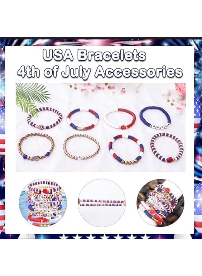 Arabest Independence Day Gifts for Women Men Teens Red White Blue Clay Beaded Stackable Stretch Bracelets USA Patriotic Jewelry 4th of July Accessories - Image 3