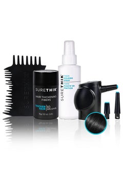 SureThik SureThik Hair Thickening Fiber Starter Package - With Application Tools - Comes with 1 x 15g Hair Fiber, 1 x 3oz Holding Spray, 1 x Hair Fiber Spray Applicator & 1 x Hairline Tool (Black)  - Image 1