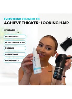 SureThik SureThik Hair Thickening Fiber Starter Package - With Application Tools - Comes with 1 x 15g Hair Fiber, 1 x 3oz Holding Spray, 1 x Hair Fiber Spray Applicator & 1 x Hairline Tool (Black)  - Image 2