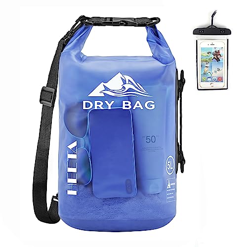 HEETA Dry Bag Waterproof for Women Men, Roll Top Lightweight Dry Storage Bag Backpack with Phone Case for Travel Swimming Boating Kayaking Paddle Board Camping Beach Accessories (Bluish Violet, 10L) - Image 1