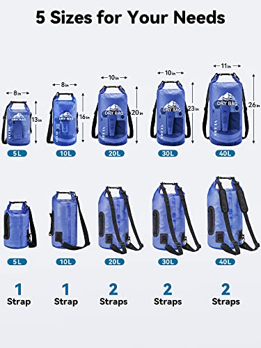 HEETA Dry Bag Waterproof for Women Men, Roll Top Lightweight Dry Storage Bag Backpack with Phone Case for Travel Swimming Boating Kayaking Paddle Board Camping Beach Accessories (Bluish Violet, 10L) - Image 2