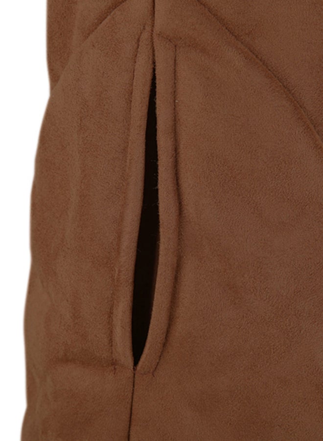 AL SANIDI Fur Coat, Winter Dress, Brown, Size XL - Image 4