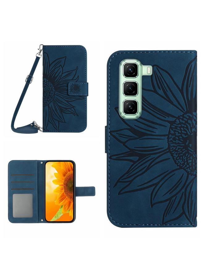 Zaboon Case For Infinix Hot 50 Pro 4G Skin Feel Sun Flower Embossed Flip Leather Phone Case with Lanyard - Image 1