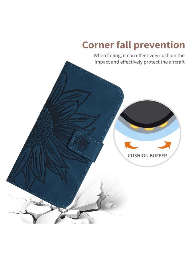 Zaboon Case For Infinix Hot 50 Pro 4G Skin Feel Sun Flower Embossed Flip Leather Phone Case with Lanyard - Image 5