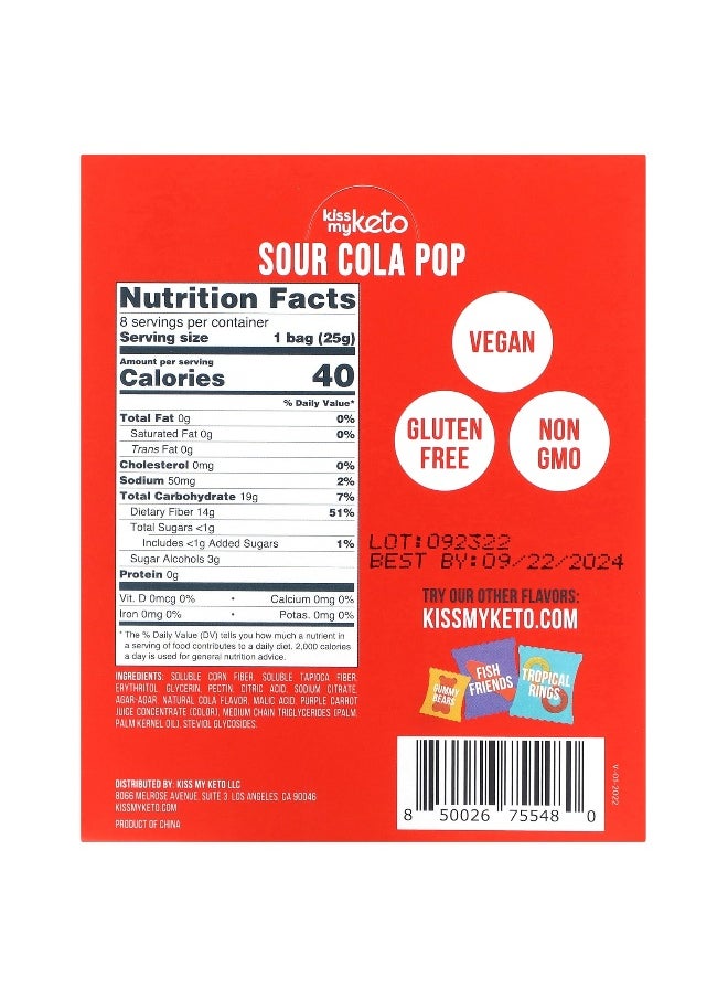 Kiss My Keto Kiss My Keto, Gummy Candy, Sour Cola Pop, 8 Bags, 0.88 oz (25 g) Each  - Image 2
