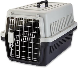 Travel Box for Small Pets with Excellent Ventilation – Comfortable and Lightweight Flight Approved Travel Bag for Cats and Dogs – Ideal for Transport, Picnic, and Trips (White in Black)