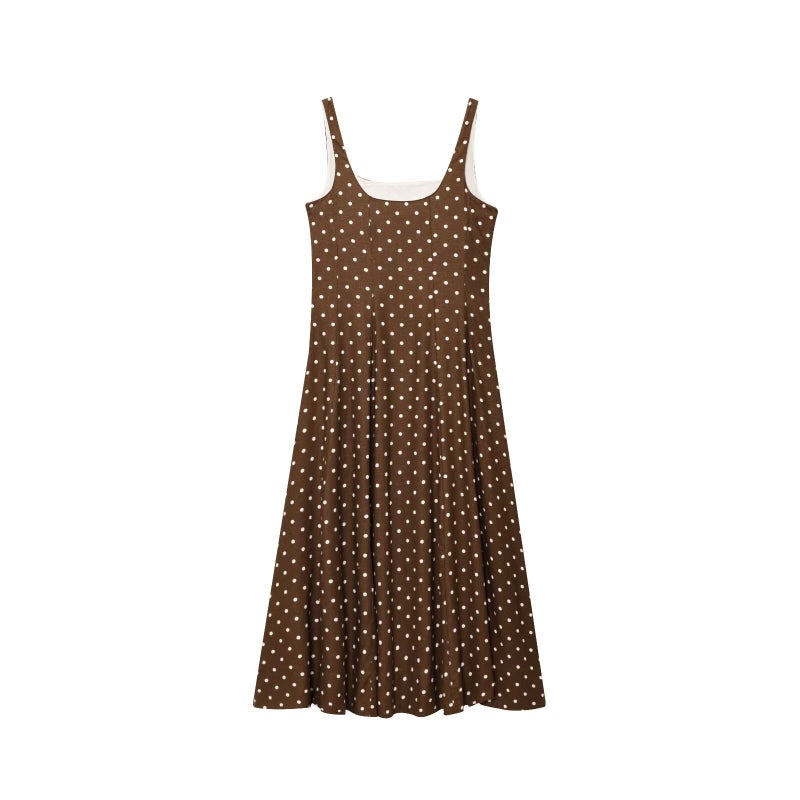 Polka Dot A-Line Maxi Dress Sleeveless U-Neck - Image 2