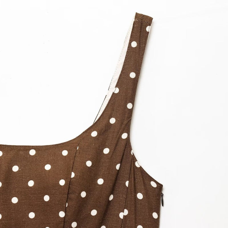 Polka Dot A-Line Maxi Dress Sleeveless U-Neck - Image 3