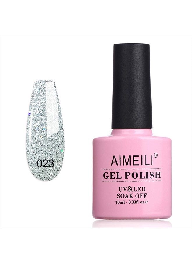 AIMEILI Soak Off U V LED Glitter Gel Nail Polish - Silver Glitter Explosion (023) 10ml  - Image 1