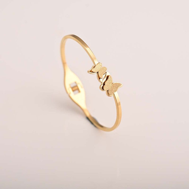 PALMONAS 18k Gold Tone Plated Butterfly Charm Cuff Bracelet
 for Women - Image 1