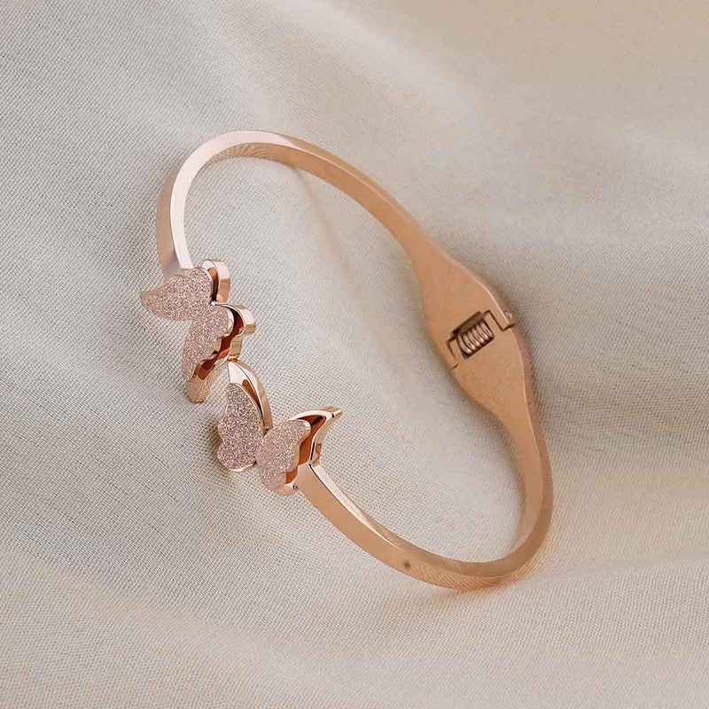 PALMONAS 18k Gold Tone Plated Butterfly Charm Cuff Bracelet
 for Women - Image 3