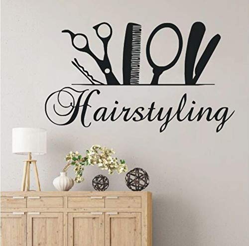 BooDecal Hair Salon Studio Bedroom Makeup Room Hairstyling Wall Decoration Decal Fashion Barber Cosmetic Wall Art Vinyl Sticker 28 Inches x 17 Inches - Image 1