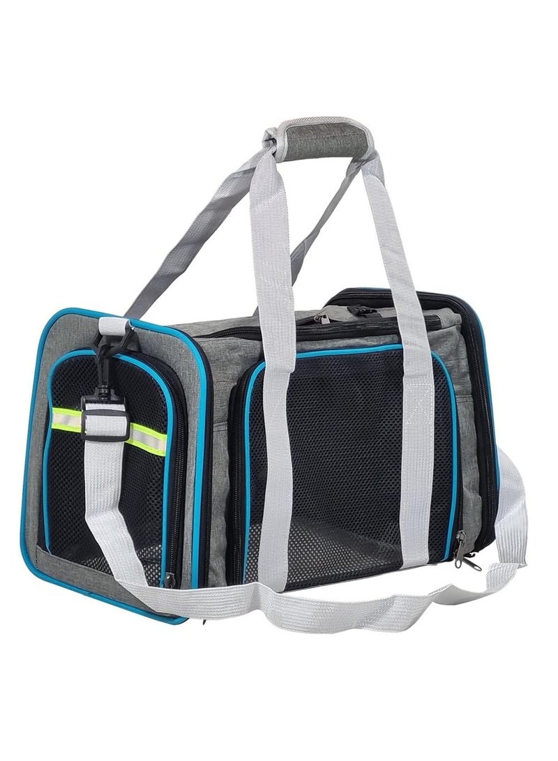 أن ان سي بيتس حقيبة حمل القطط المحمولة، حقيبة حمل مريحة للحيوانات الأليفة بتصميم قابل للتهوية، شبكة مضادة للخدش، حزام كتف، جيوب جانبية، وسحاب للإغلاق، مثالية للسفر والاستخدام في الهواء الطلق 43 سم (رمادي) - Image 1