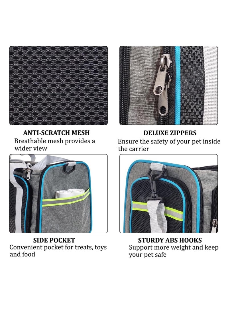 أن ان سي بيتس حقيبة حمل القطط المحمولة، حقيبة حمل مريحة للحيوانات الأليفة بتصميم قابل للتهوية، شبكة مضادة للخدش، حزام كتف، جيوب جانبية، وسحاب للإغلاق، مثالية للسفر والاستخدام في الهواء الطلق 43 سم (رمادي) - Image 3