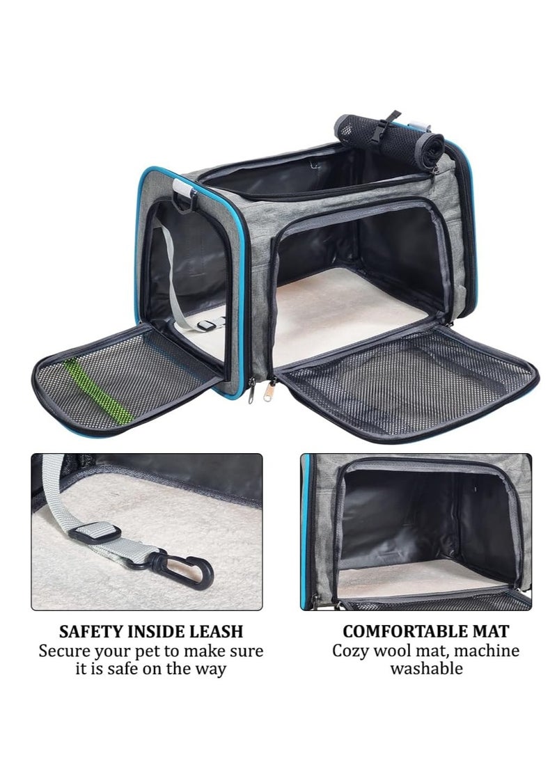 أن ان سي بيتس حقيبة حمل القطط المحمولة، حقيبة حمل مريحة للحيوانات الأليفة بتصميم قابل للتهوية، شبكة مضادة للخدش، حزام كتف، جيوب جانبية، وسحاب للإغلاق، مثالية للسفر والاستخدام في الهواء الطلق 43 سم (رمادي) - Image 4