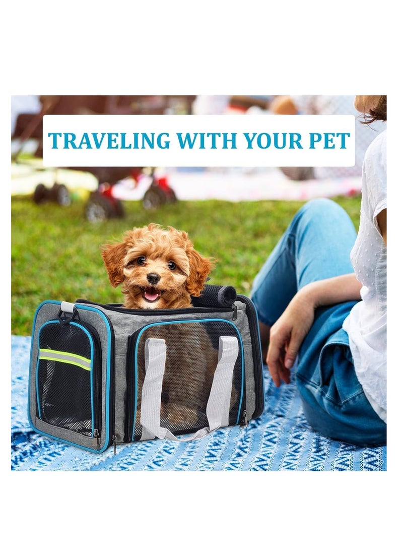 أن ان سي بيتس حقيبة حمل القطط المحمولة، حقيبة حمل مريحة للحيوانات الأليفة بتصميم قابل للتهوية، شبكة مضادة للخدش، حزام كتف، جيوب جانبية، وسحاب للإغلاق، مثالية للسفر والاستخدام في الهواء الطلق 43 سم (رمادي) - Image 5